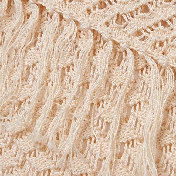 SAVANNAH MORROW Crochet Pima Cotton Mini Dres, One Shoulder, Fringe, Coverup NWT - Picture 8 of 9